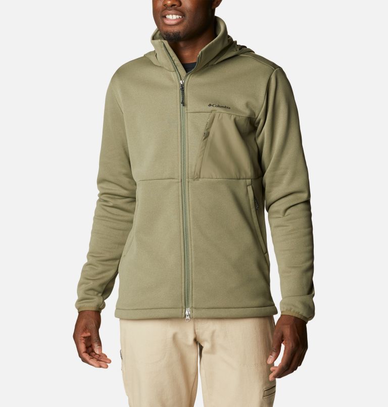 Thumbnail: Men's Out-Shield Dry Full Zip Fleece Hooded Jacket, Color: Stone Green, image 1