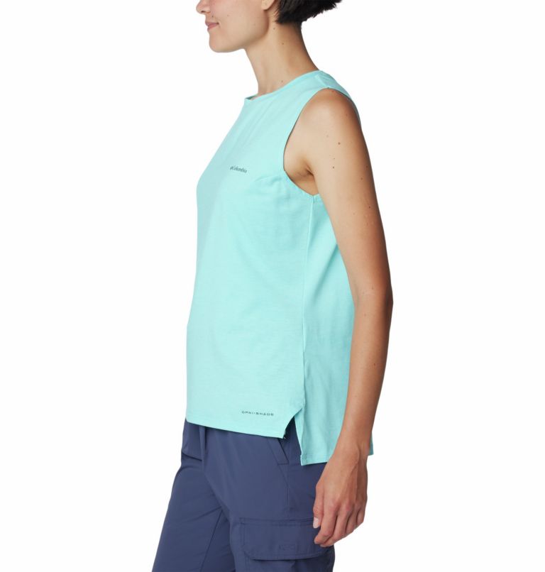Camiseta de tirantes técnica Sun Trek para mujer, Color: Aquamarine Heather, image 3