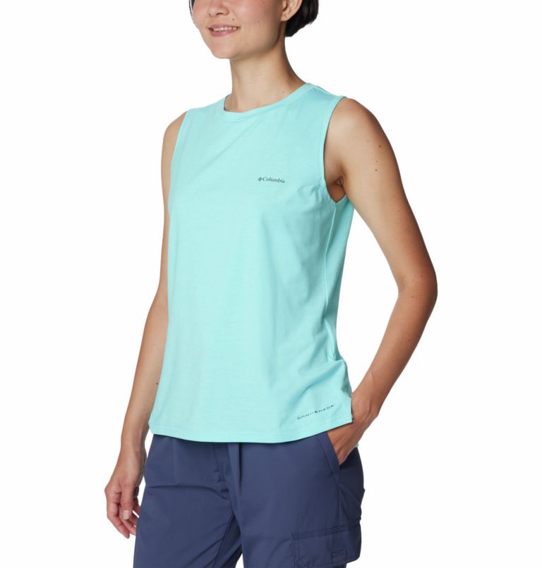 Camiseta de tirantes técnica Sun Trek para mujer, Color: Aquamarine Heather, image 5