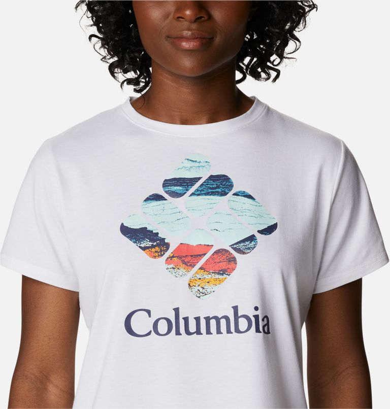 Women's Sun Trek Graphic T-Shirt, Color: White, CSC Stacked