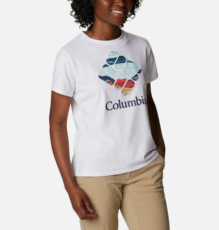 Women's Sun Trek Graphic T-Shirt, Color: White, CSC Stacked