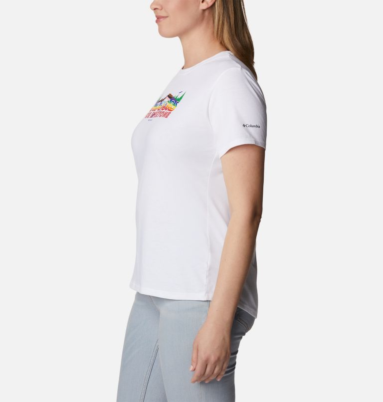 Thumbnail: Women's Sun Trek Pride Graphic T-Shirt, Color: White, All for Outdoor Pride, image 3