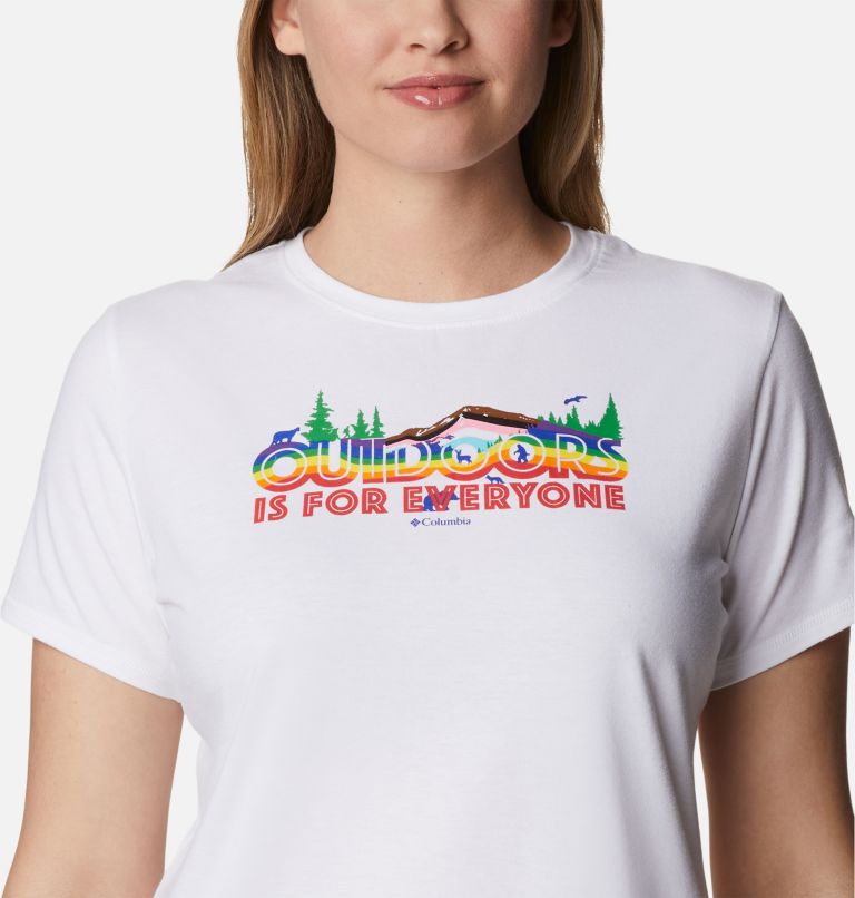 Women's Sun Trek Pride Graphic T-Shirt, Color: White, All for Outdoor Pride, image 4
