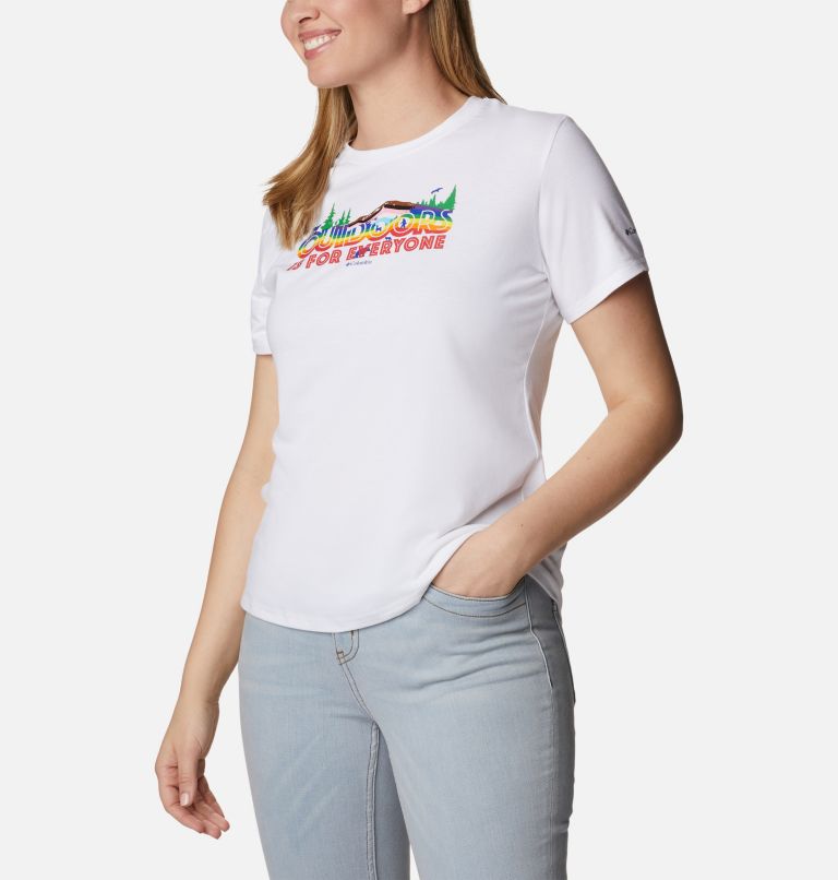 Women's Sun Trek Pride Graphic T-Shirt, Color: White, All for Outdoor Pride, image 5