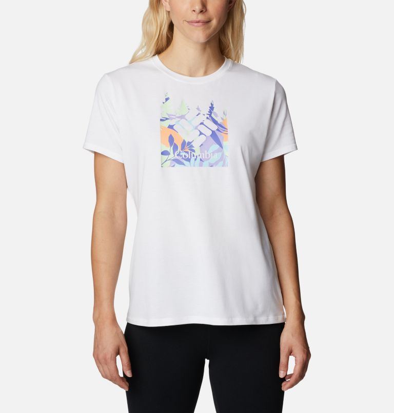 Women's Sun Trek Graphic T-Shirt, Color: White, Arboreal Swirl Graphic, image 1