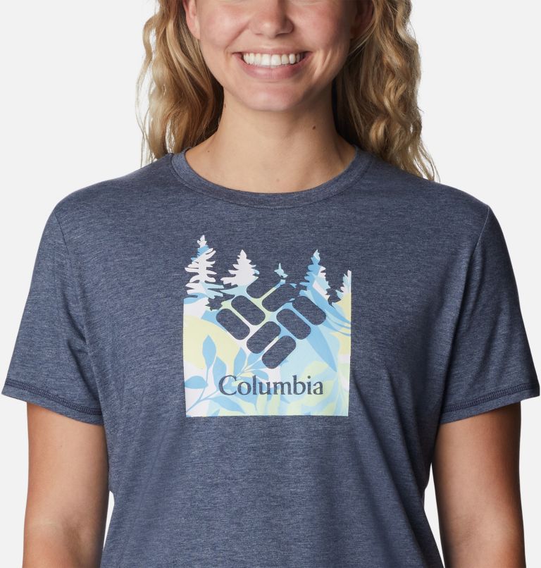 Women's Sun Trek Graphic T-Shirt, Color: Nocturnal, Arboreal Swirl Graphic, image 4