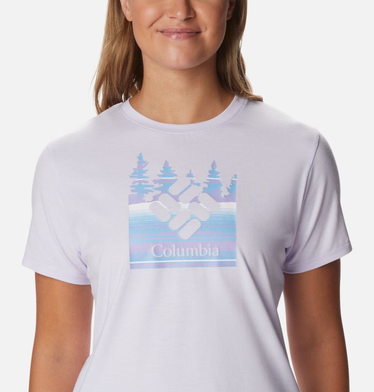 Thumbnail: Women's Sun Trek Graphic T-Shirt, Color: Purple Tint Hthr, Arboreal Branded Grx, image 4