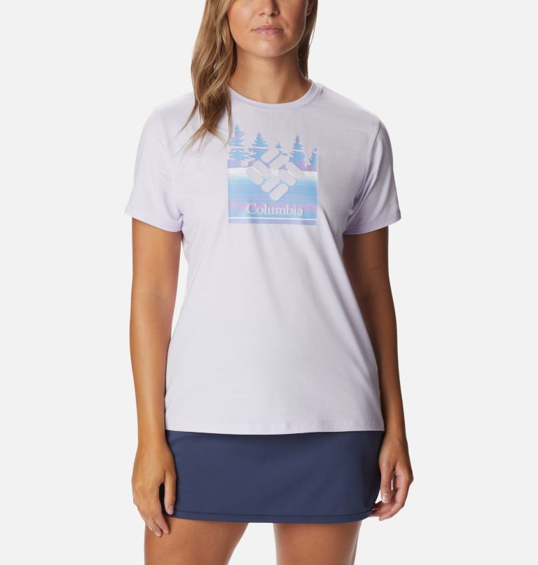 Women's Sun Trek Graphic T-Shirt, Color: Purple Tint Hthr, Arboreal Branded Grx, image 1