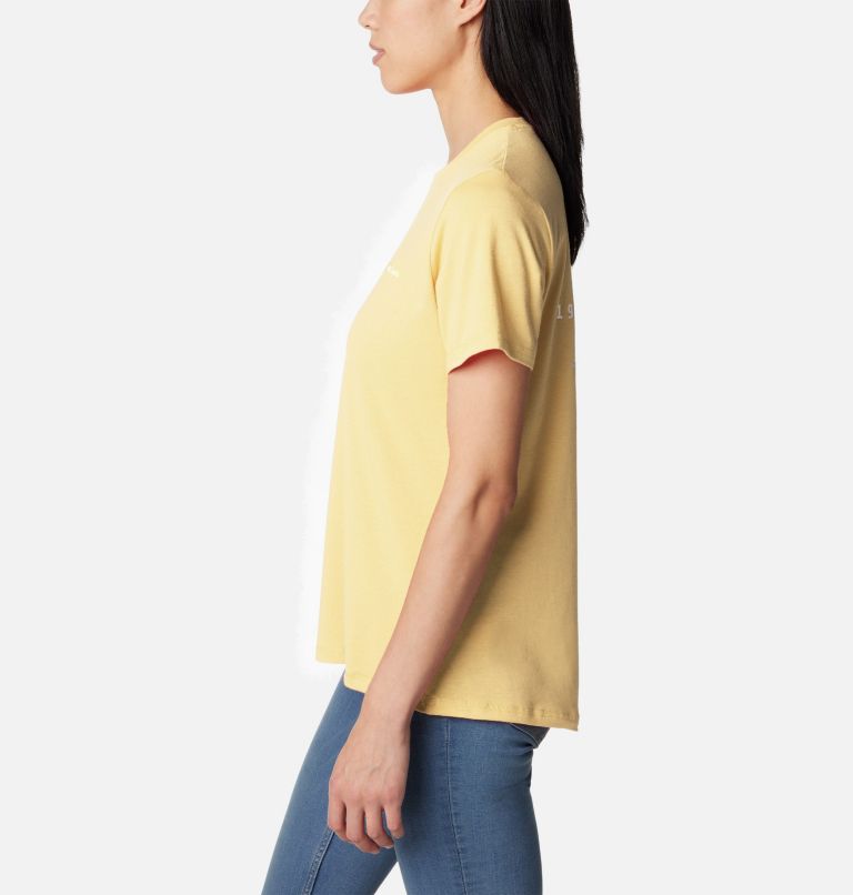 Women's Sun Trek Technical Graphic T-Shirt, Color: Sunkissed, Naturally Boundless, image 3