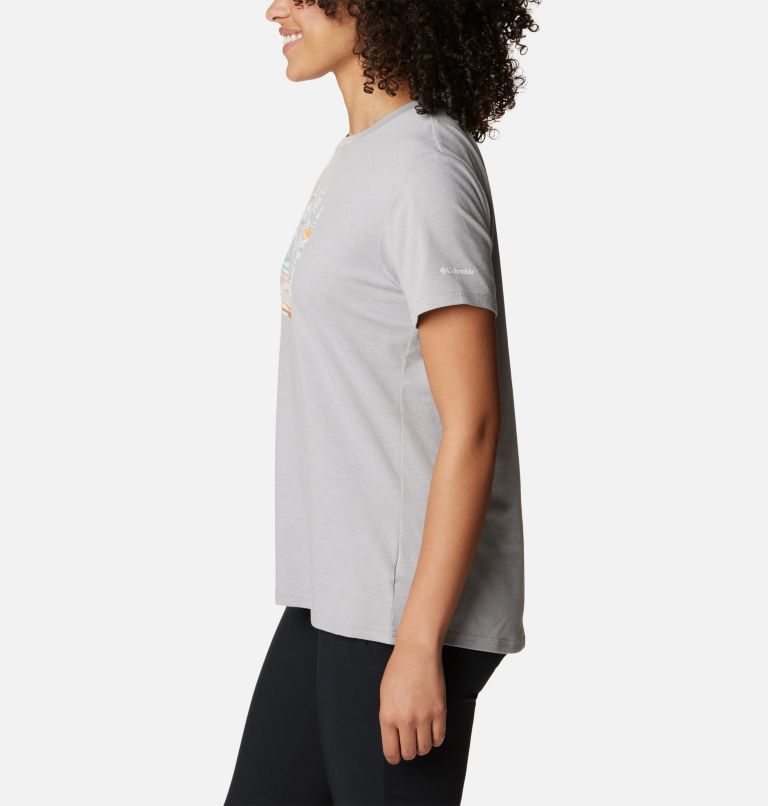 Women's Sun Trek Technical Graphic T-Shirt, Color: Columbia Grey Heather, Gem Skyscape, image 3