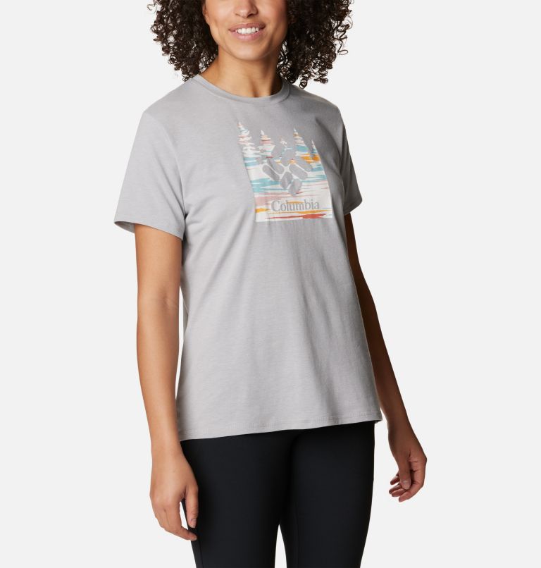 Thumbnail: Women's Sun Trek Technical Graphic T-Shirt, Color: Columbia Grey Heather, Gem Skyscape, image 5