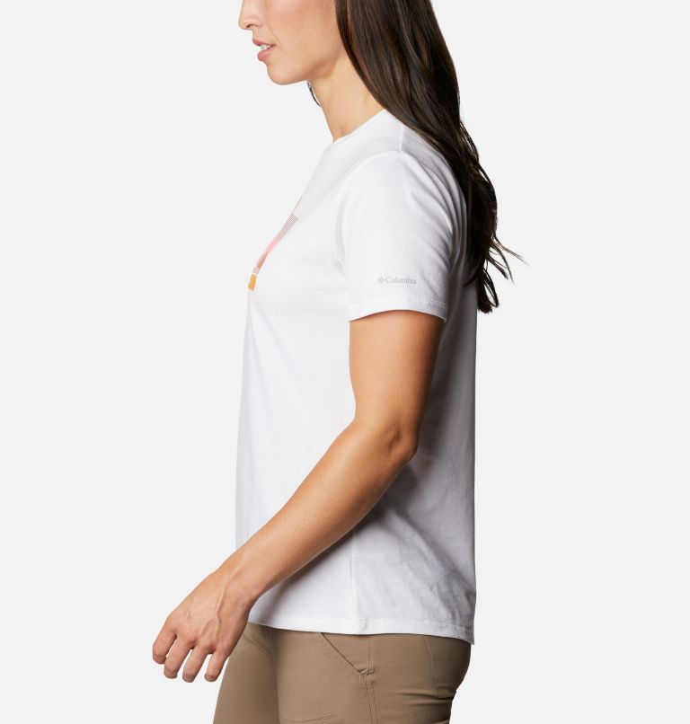 Women's Sun Trek Technical Graphic T-Shirt, Color: White, Painted Hills, image 3