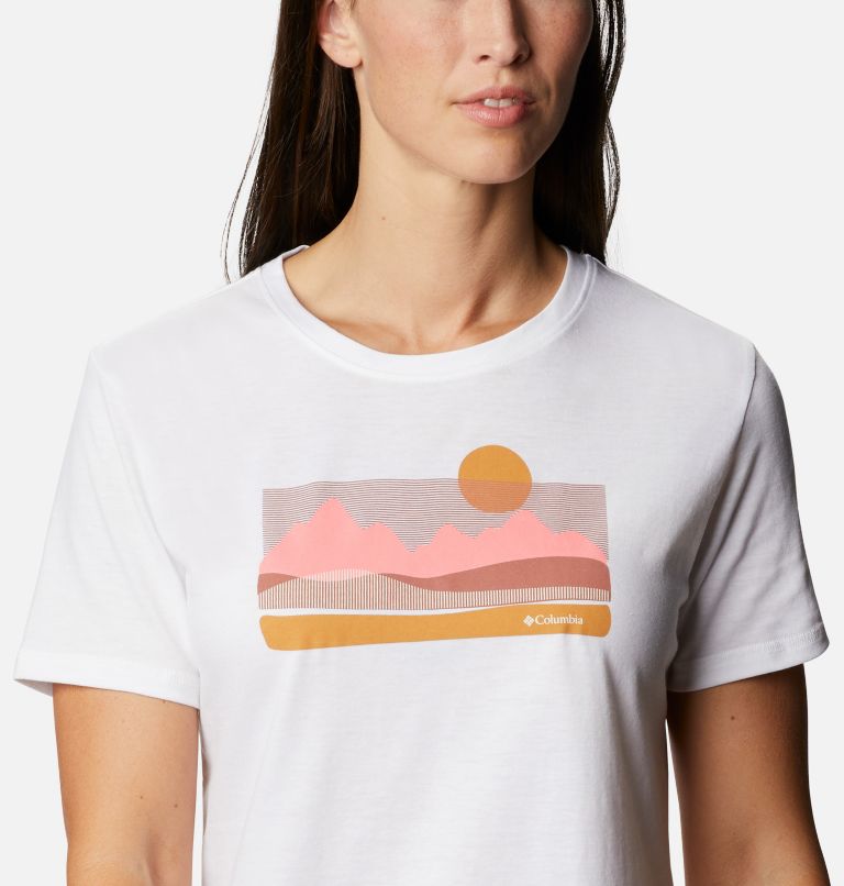 Women's Sun Trek Technical Graphic T-Shirt, Color: White, Painted Hills, image 4