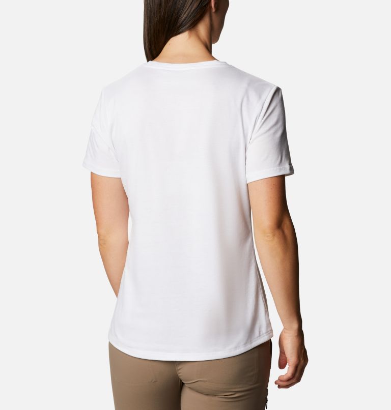 Women's Sun Trek Technical Graphic T-Shirt, Color: White, Painted Hills, image 2