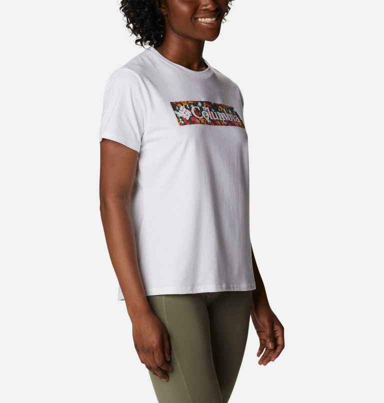 Women's Sun Trek Technical Graphic T-Shirt, Color: White, Typhoon Bloom Frame, image 5