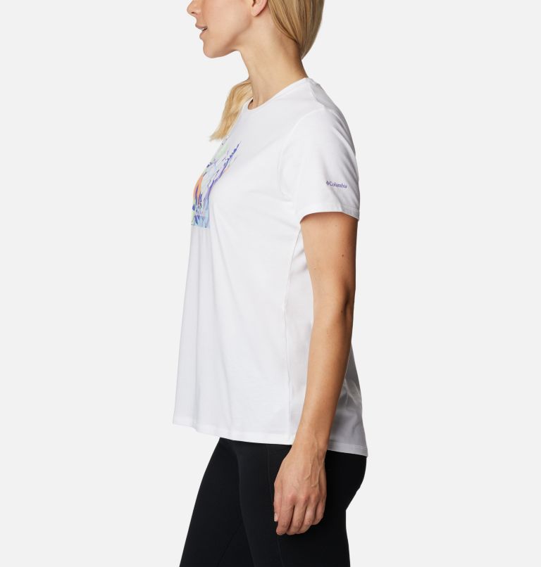 Thumbnail: T-shirt Technique Sun Trek Femme, Color: White, Arboreal Swirl Graphic, image 3