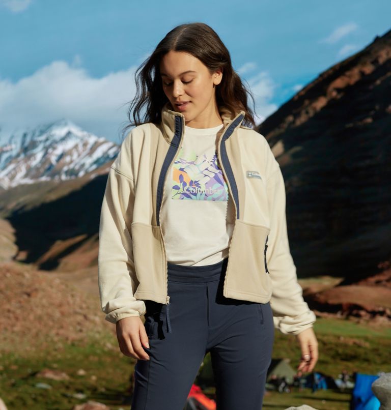 Women's Sun Trek Technical Graphic T-Shirt, Color: White, Arboreal Swirl Graphic, image 6