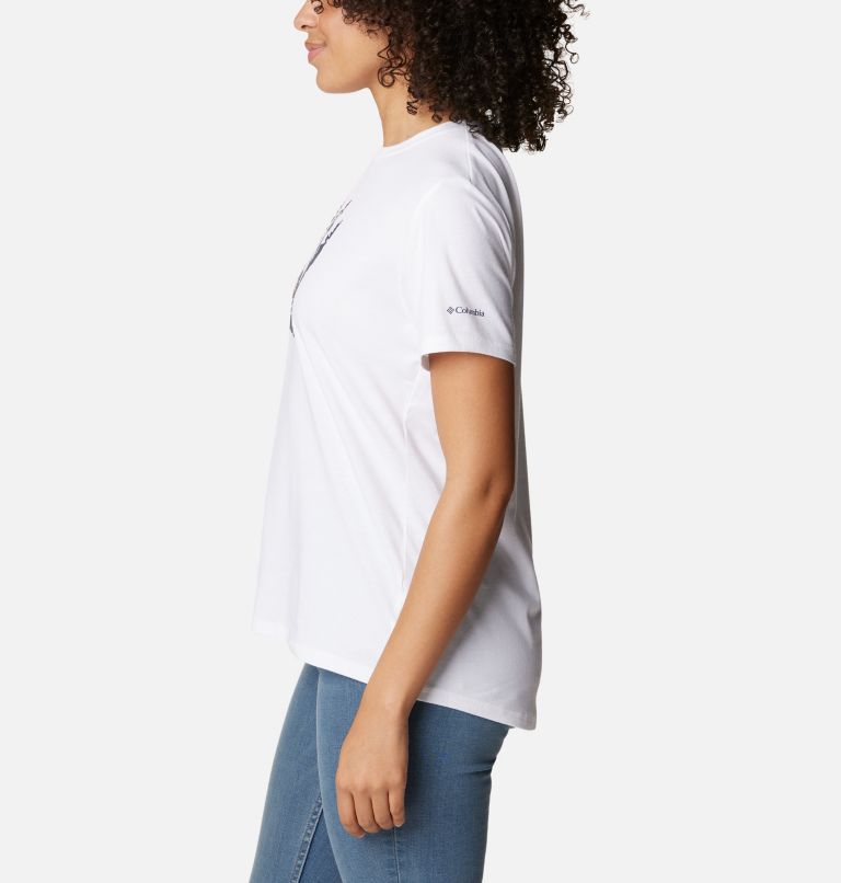 Women's Sun Trek Technical Graphic T-Shirt, Color: White, Gem Cyanfond, image 3