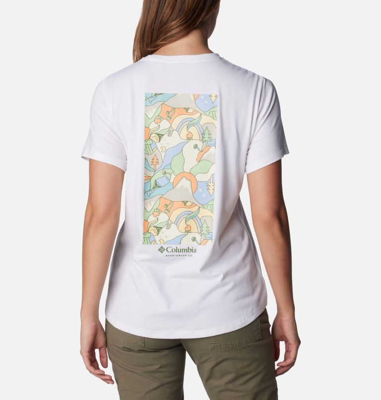 Women's Sun Trek Technical Graphic T-Shirt, Color: White, Epicamp, image 1