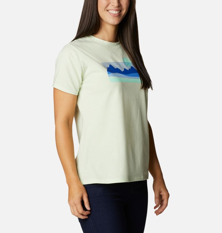 Thumbnail: Camiseta técnica Sun Trek para mujer, Color: Light Lime, Painted Hills, image 5