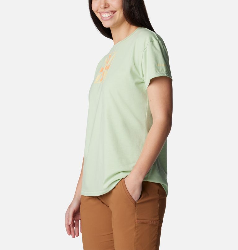 Women's Sun Trek Technical Graphic T-Shirt, Color: Sage Leaf, Wavy Rays, image 5