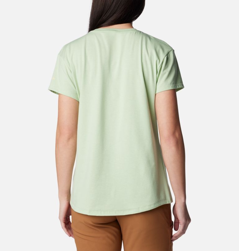 Women's Sun Trek Technical Graphic T-Shirt, Color: Sage Leaf, Wavy Rays, image 2