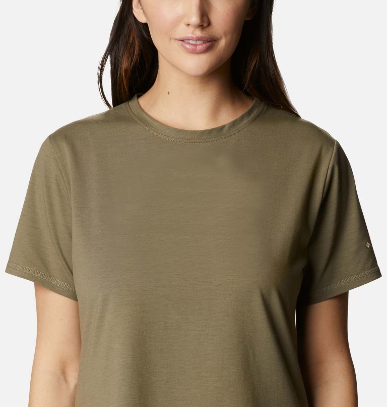 Thumbnail: Women's Sun Trek Technical Graphic T-Shirt, Color: Stone Green, Van Life, image 4