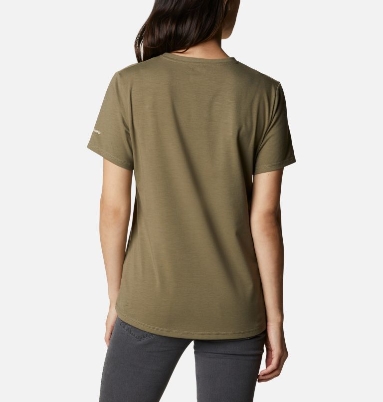 Thumbnail: Women's Sun Trek Technical Graphic T-Shirt, Color: Stone Green, Van Life, image 2