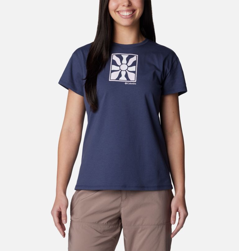 Women's Sun Trek Technical Graphic T-Shirt, Color: Nocturnal, Wavy Rays, image 1
