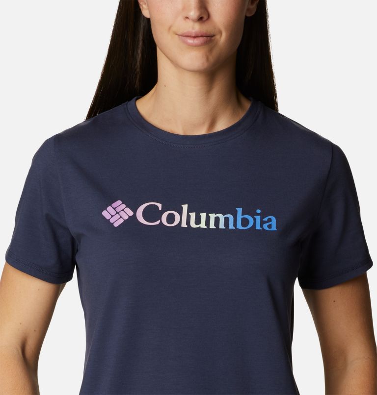 Women's Sun Trek Technical Graphic T-Shirt, Color: Nocturnal, Gem Columbia, image 4