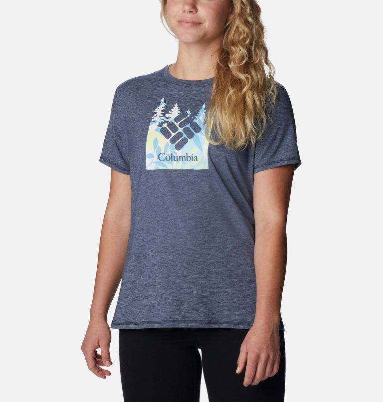 Thumbnail: Women's Sun Trek Technical Graphic T-Shirt, Color: Nocturnal, Arboreal Swirl Graphic, image 5