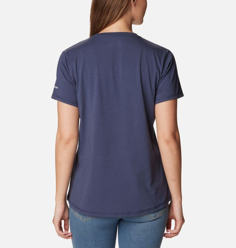 Women's Sun Trek Technical Graphic T-Shirt, Color: Nocturnal, Gem Iceblooms, image 2
