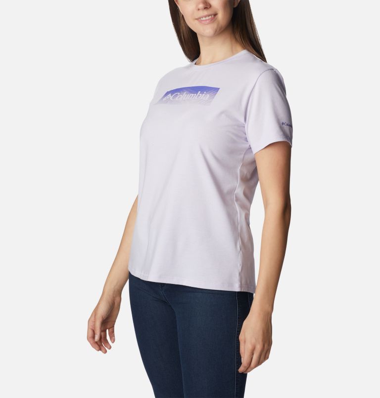 Women's Sun Trek Technical Graphic T-Shirt, Color: Purple Tint Hthr, Framed Halftone Grx, image 5