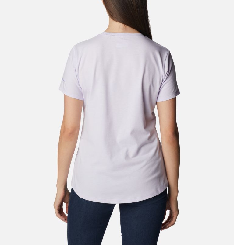 Women's Sun Trek Technical Graphic T-Shirt, Color: Purple Tint Hthr, Framed Halftone Grx, image 2