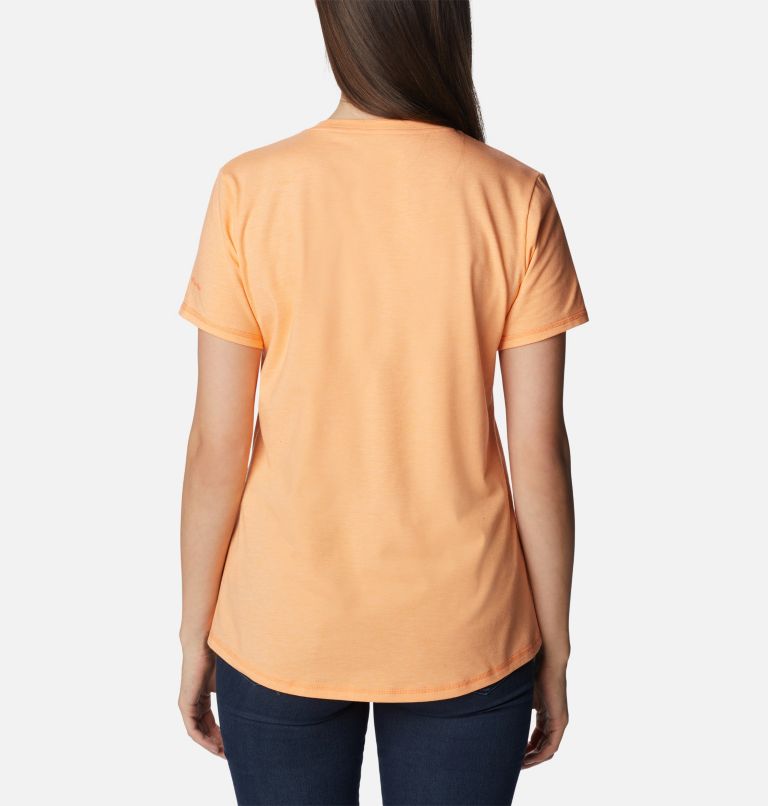 Women's Sun Trek Technical Graphic T-Shirt, Color: Peach Hthr, Framed Halftone Graphic, image 2
