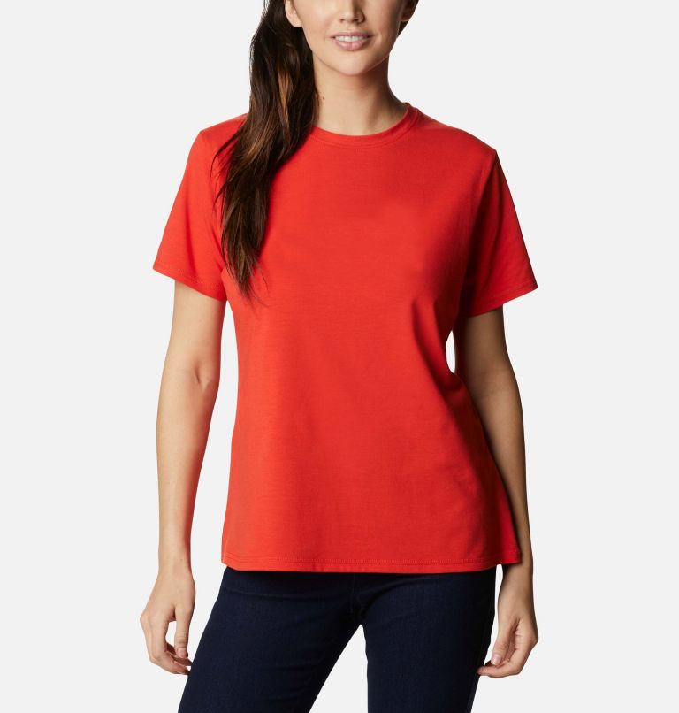 Thumbnail: Women's Sun Trek Technical Graphic T-Shirt, Color: Bold Orange, Van Life, image 1