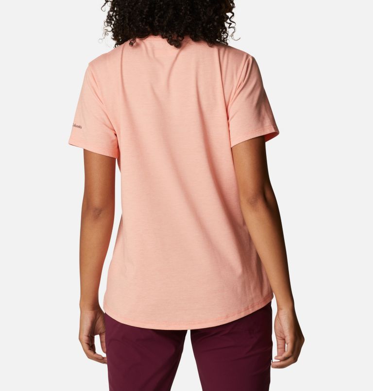 Thumbnail: Women's Sun Trek Technical Graphic T-Shirt, Color: Coral Reef Heather, Typhoon Bloom Frame, image 2