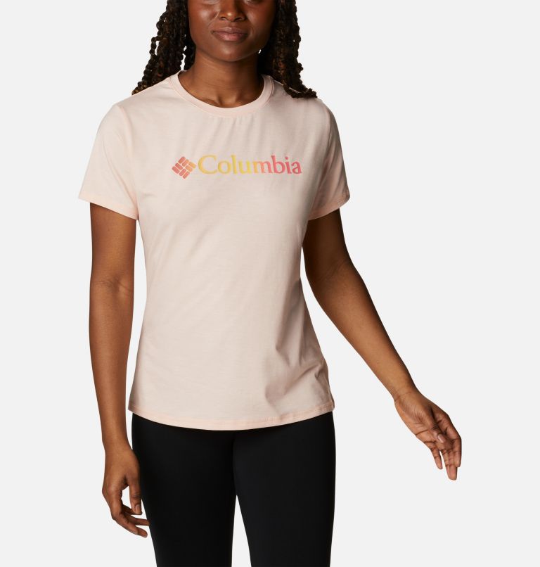 Thumbnail: Women's Sun Trek Technical Graphic T-Shirt, Color: Peach Blossom Heather, CSC Gradient, image 5