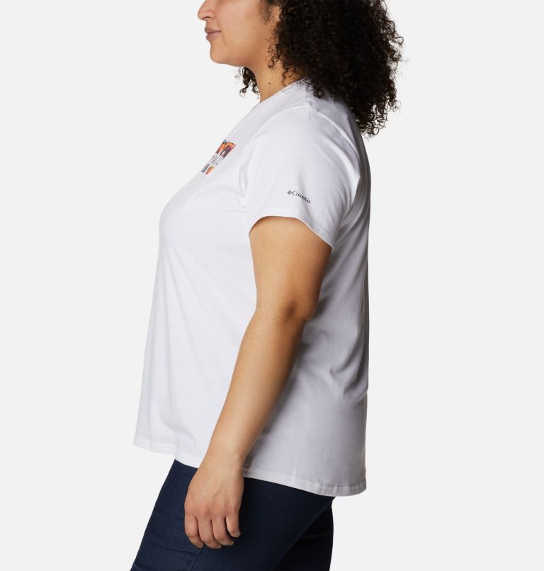 Women's Sun Trek Graphic T-Shirt - Plus Size, Color: White, Typhoon Bloom Frame