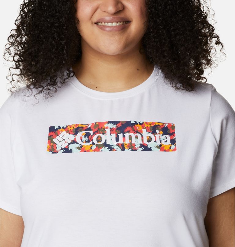 Women's Sun Trek Graphic T-Shirt - Plus Size, Color: White, Typhoon Bloom Frame