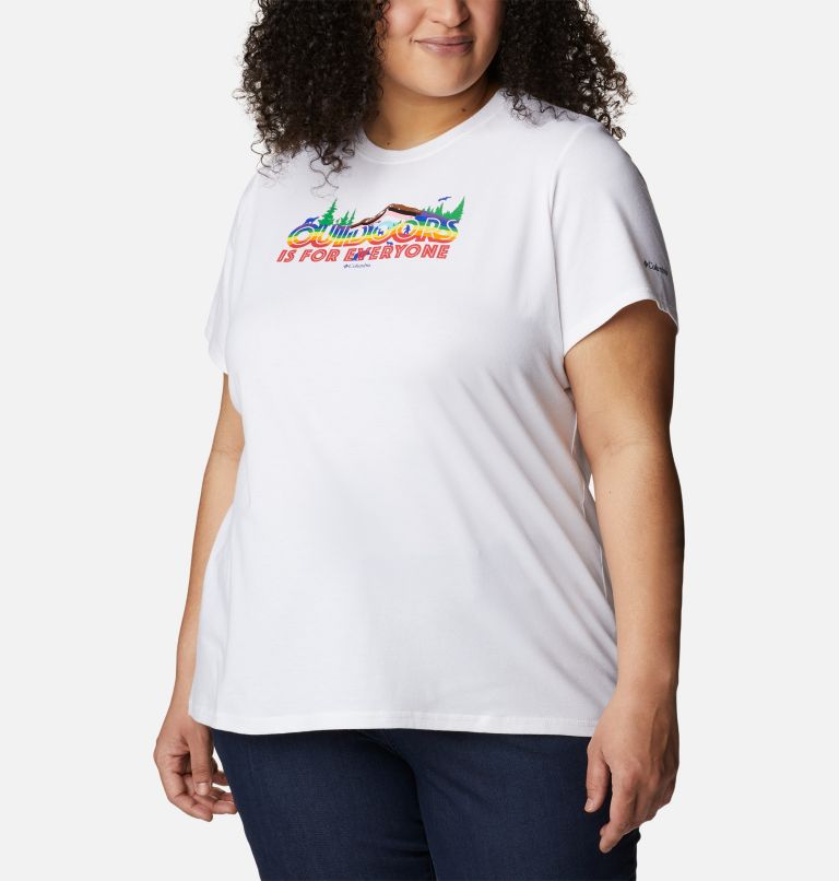 Thumbnail: Women's Sun Trek Pride Graphic T-Shirt - Plus Size, Color: White, All for Outdoor Pride, image 5