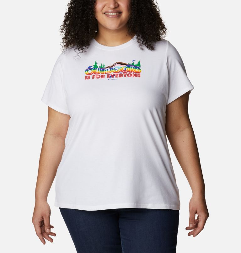 Thumbnail: Women's Sun Trek Pride Graphic T-Shirt - Plus Size, Color: White, All for Outdoor Pride, image 1