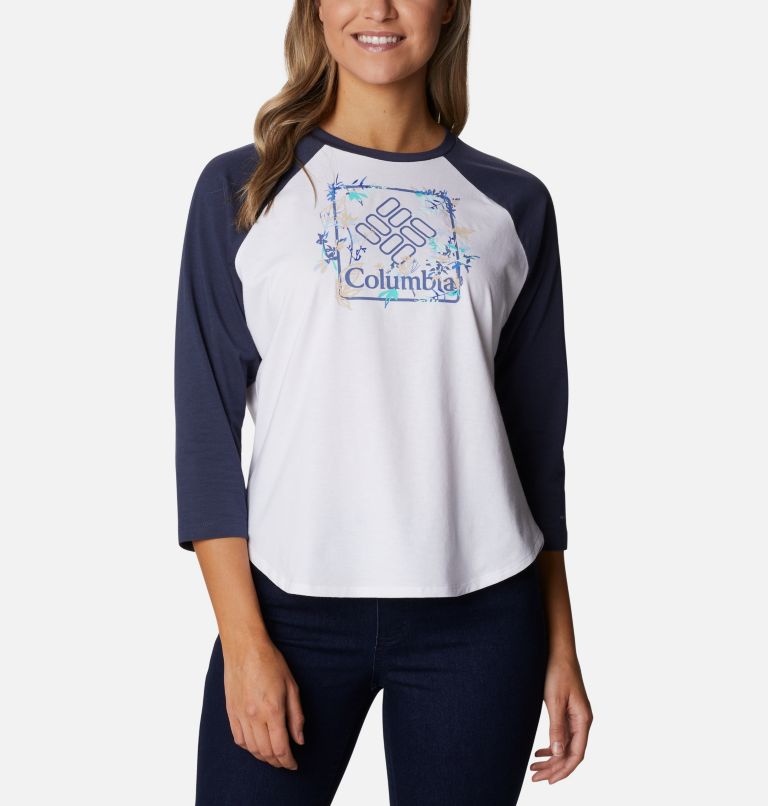 Sun Trek 3/4 Sleeve Tee | 101 | XL, Color: White, Nocturnal, Art Bouquet Graphic, image 1