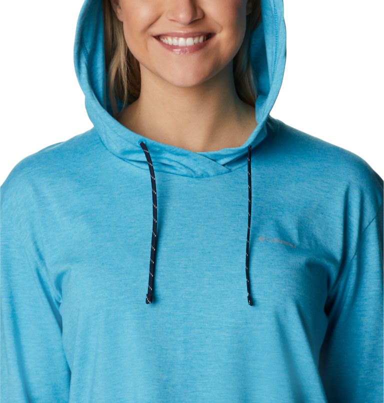 Thumbnail: Women's Sun Trek Hooded Pullover, Color: Blue Chill Heather, image 4