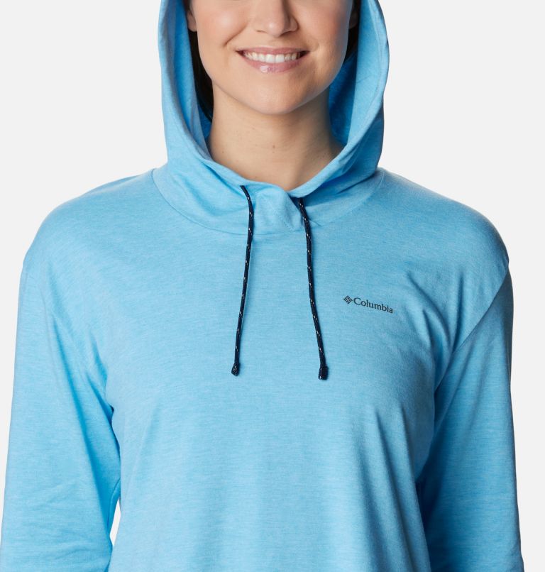 Women's Sun Trek Hooded Pullover, Color: Vista Blue Heather, image 4