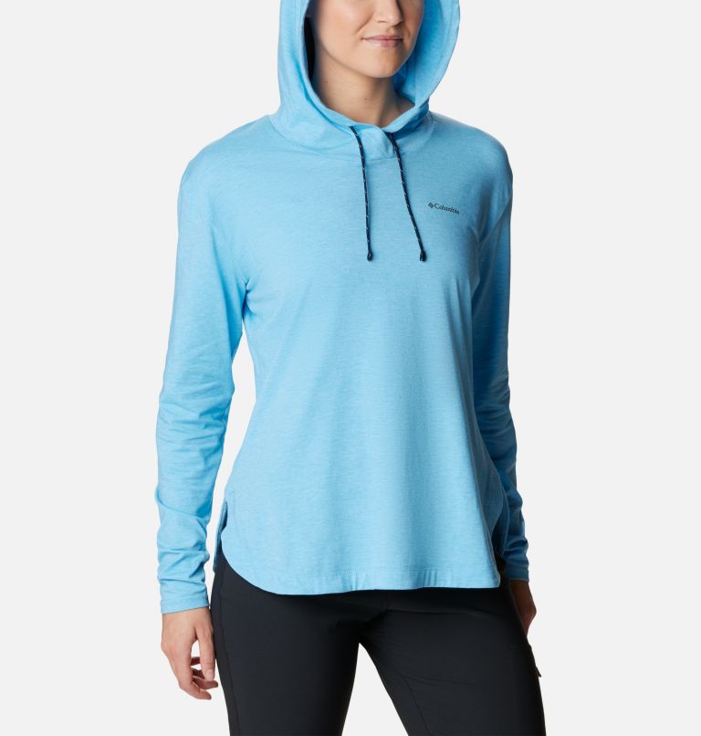 Women's Sun Trek Hooded Pullover, Color: Vista Blue Heather, image 5