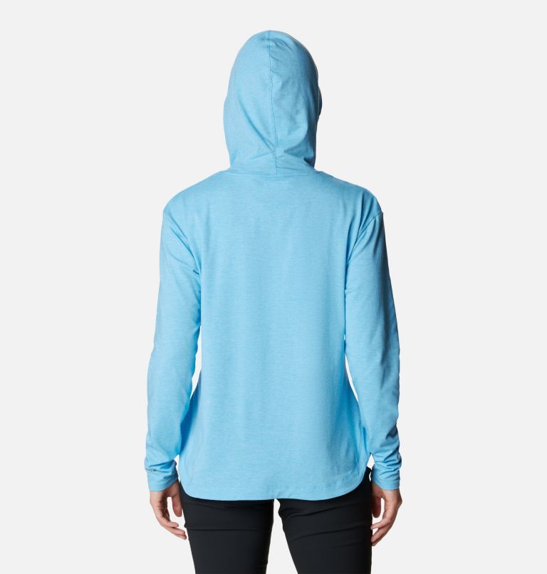 Women's Sun Trek Hooded Pullover, Color: Vista Blue Heather, image 2