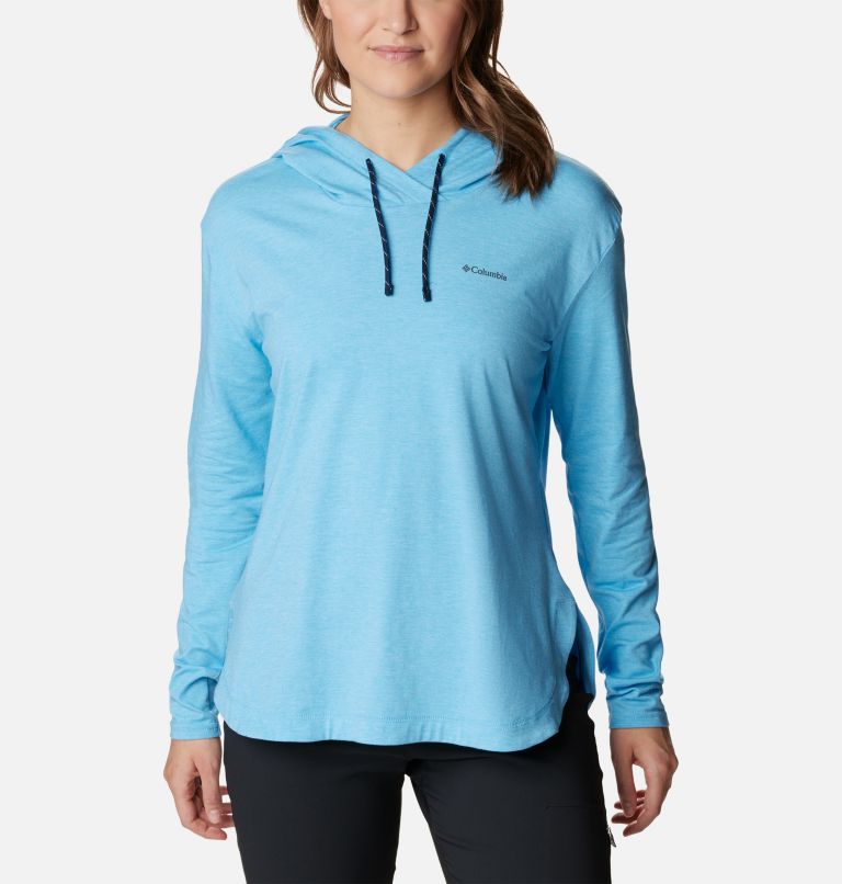 Women's Sun Trek Hooded Pullover, Color: Vista Blue Heather, image 1