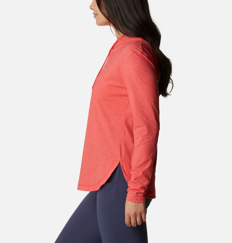 Women's Sun Trek Hooded Pullover, Color: Red Hibiscus Heather, image 3