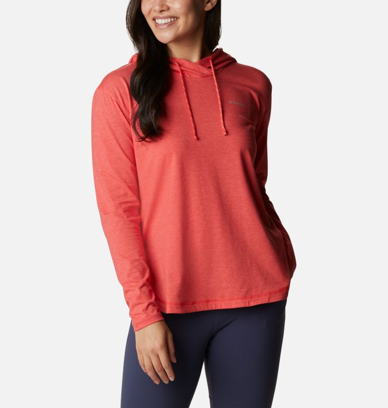Women's Sun Trek Hooded Pullover, Color: Red Hibiscus Heather, image 5